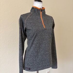 Little Donkey Andy Women’s 1/4 Zip Pullover Power Dry Tech Gray Orange Size S